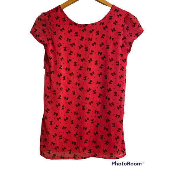 George Girls Pink with Black Bows Top Size L 10-12 - Picture 2 of 7